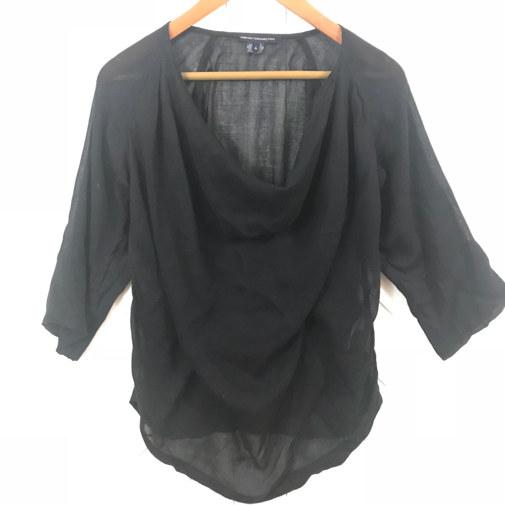 French connection navy blouse.